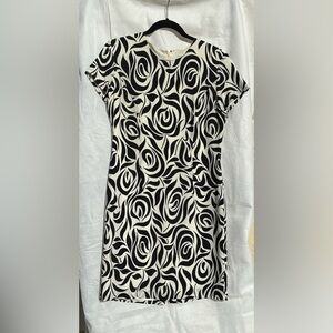 Banana Republic Black and Cream Floral Midi Dress